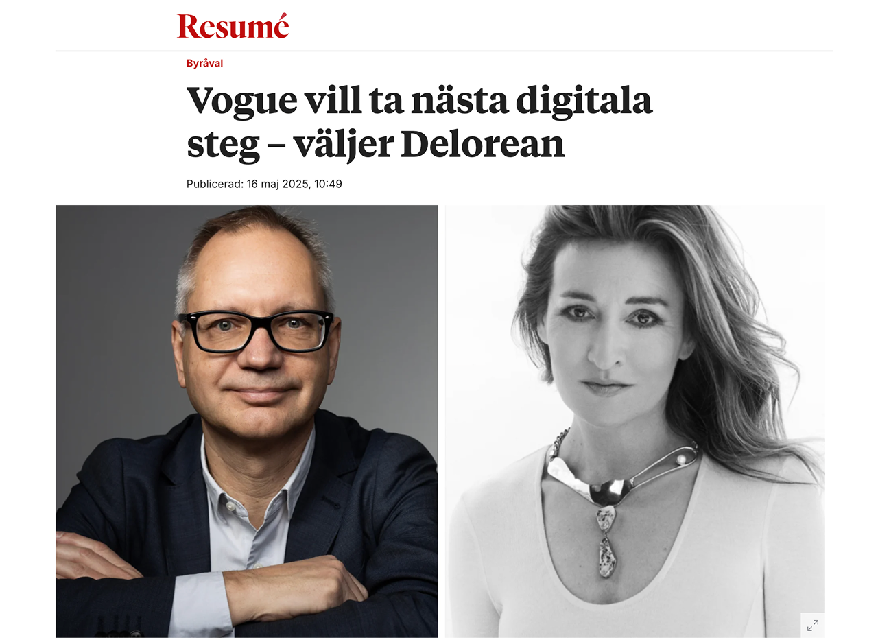 Bild på digital nyhetsartikel med en kvinna och man