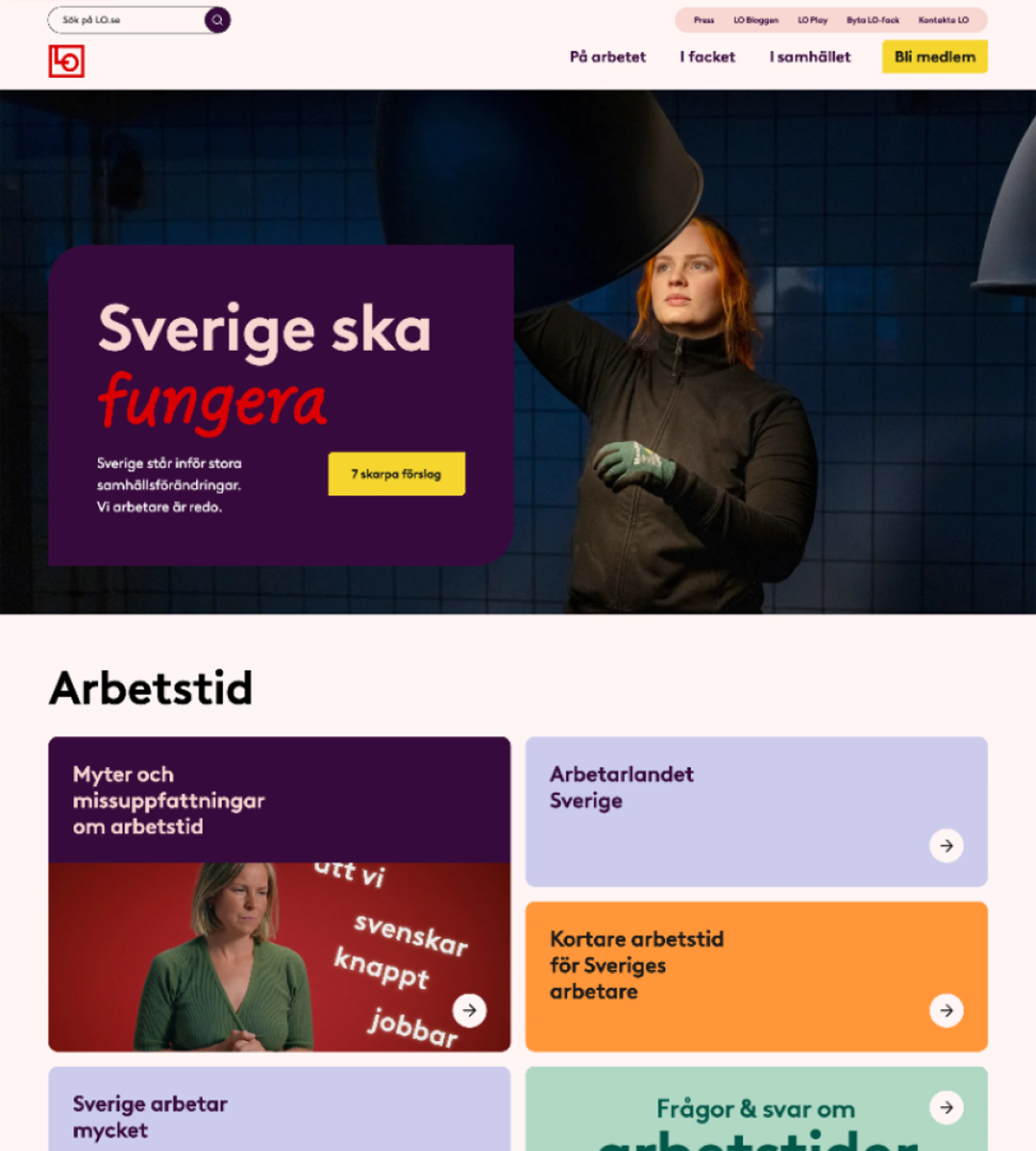 Skiss på LO:s webbplats