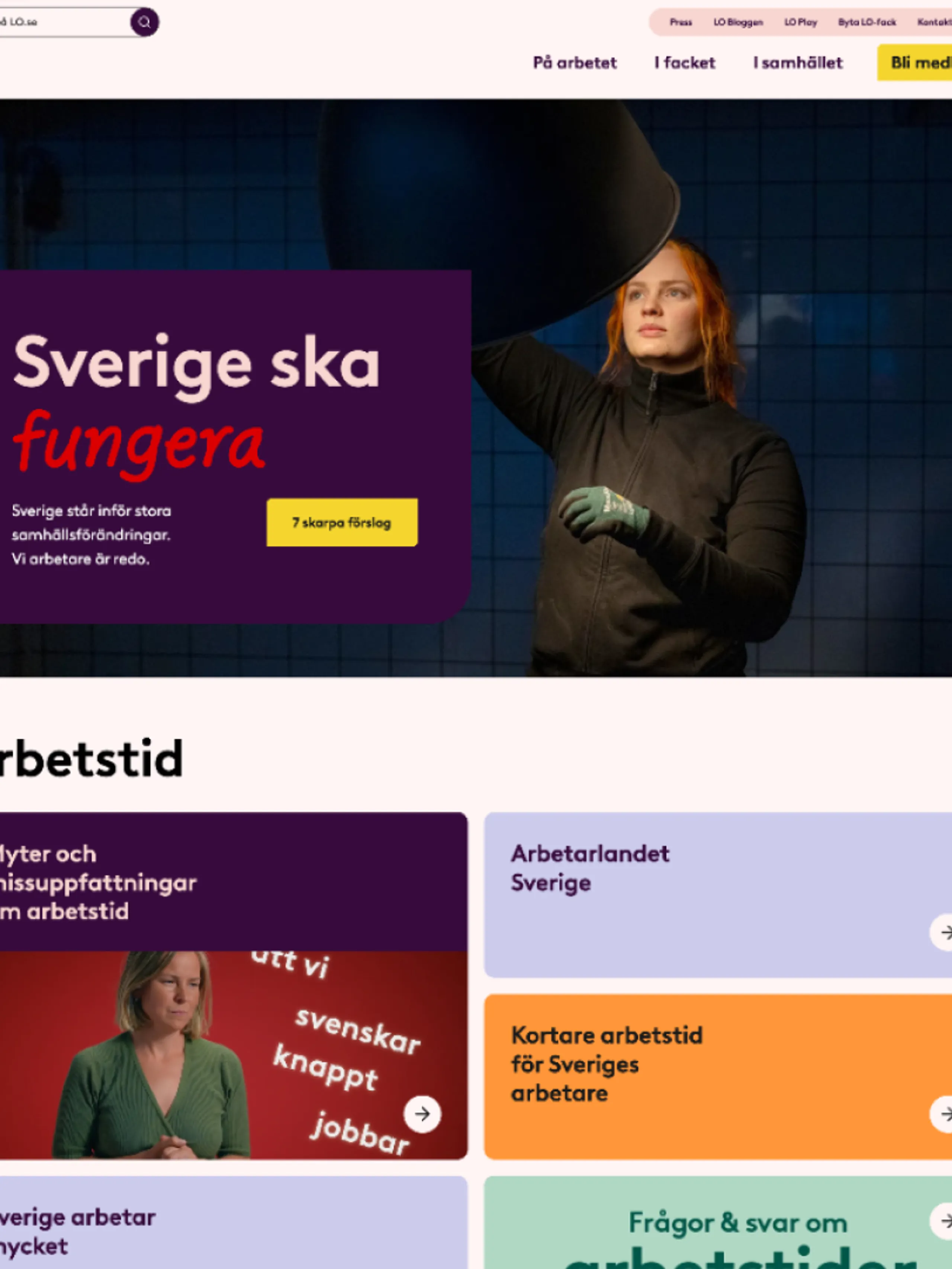 Skiss på LO:s webbplats