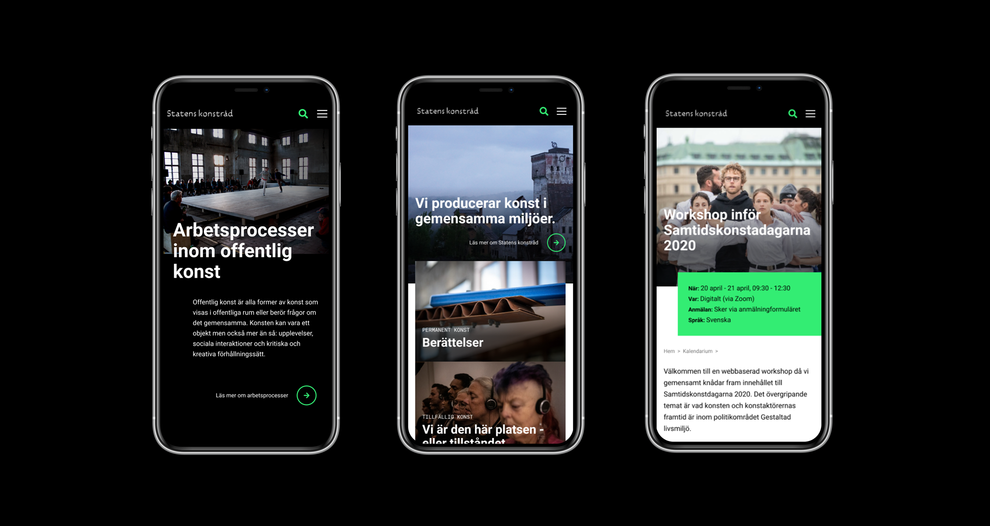 Tre mobilskisser med fokus på konst
