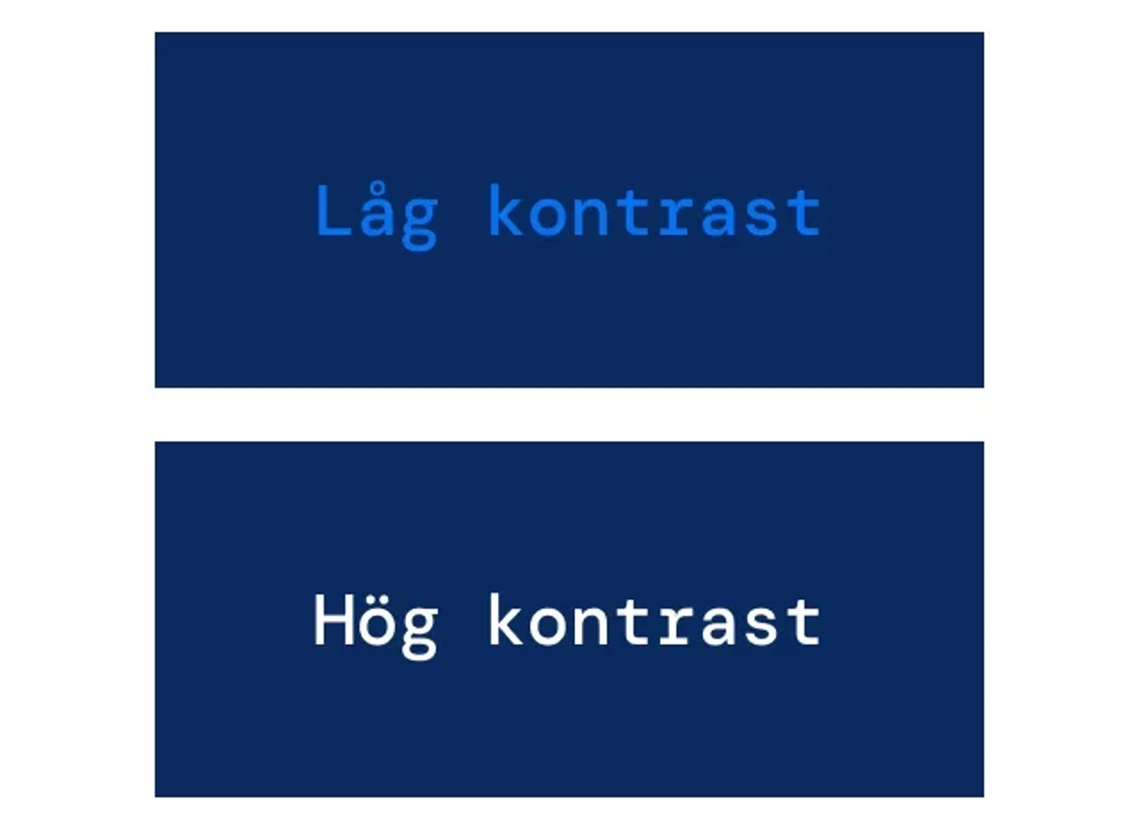 Två blå block med vit och ljusblå text på